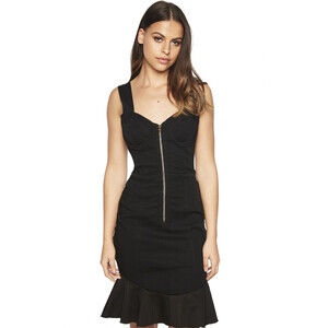 Bardot Women' Gabrielle Sleeveless Zip denim Dress In Black Size S $160